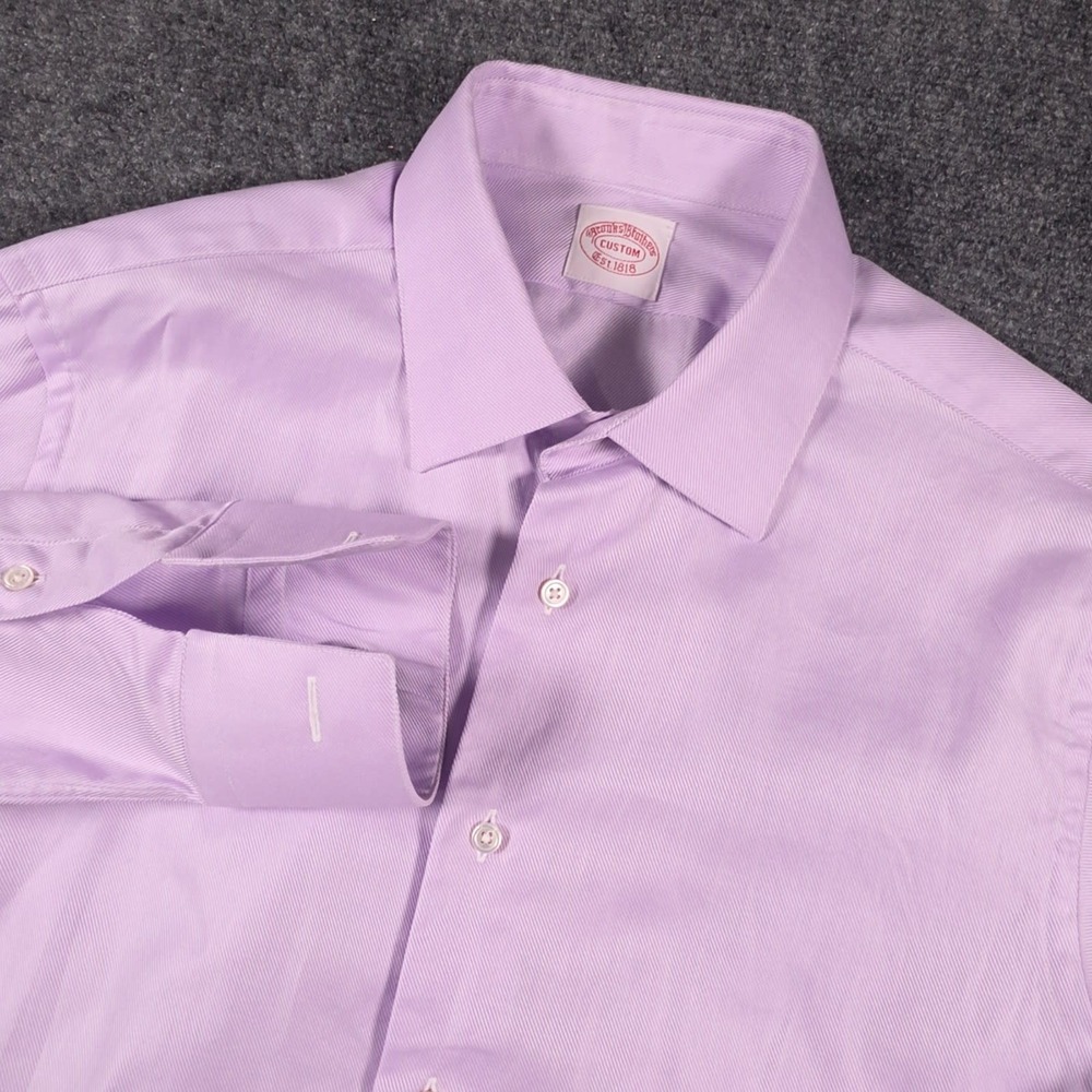 Brooks Brothers Custom Dress Shirt Mens Purple Long Sleeve Made in USA Makers